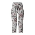 thumbnail image 5 of Taqqpue Womens Linen Pants Loose Floral Prirted Elastic High Waisted Wide Leg Pants Baggy Lounge Pant Comfy Soft Trousers Resort Wear Relaxed Fit Straight Leg Crop Trousers with Pockets, 5 of 5