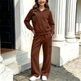 thumbnail image 2 of Xyant Boys Girls Athletic Sweatsuit 2 Pieces Full Zip Hoodie Wide Leg Pants Tracksuit Fall Winter Back to School Clothes,Size 13-14 Years, 2 of 6