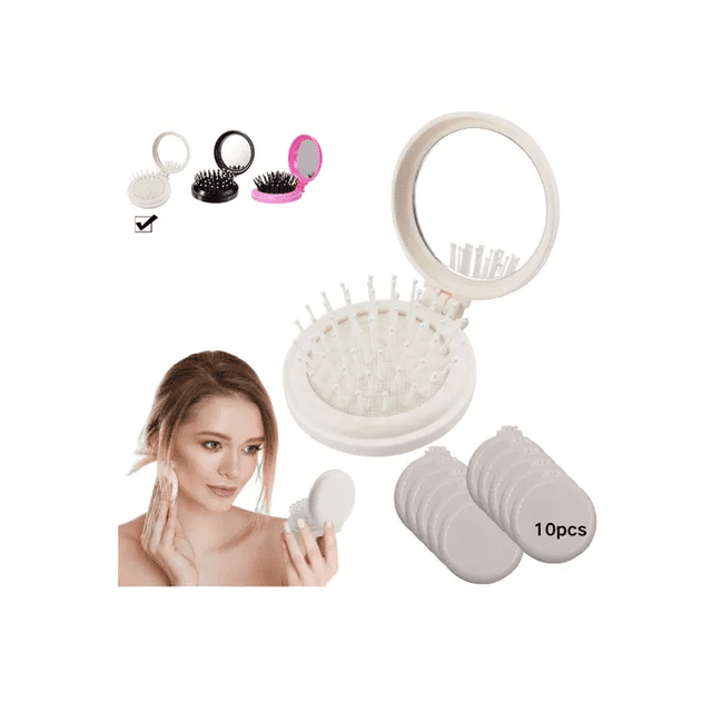 10pcs Espejos De Bolsillo Para Maquillaje Portátil Con Peine Xtellar beige