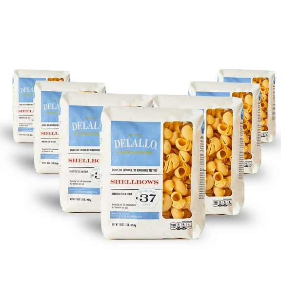 DeLallo Shellbow Pasta, Non GMO, Kosher, 16 oz Bag, (7 Pack)