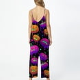 thumbnail image 6 of Womens Halloween Jumpsuits Ghost Candy Sleeveless Backless Horror Rompers Bat Skull Wide Leg Funny Overalls, XL, 6 of 6