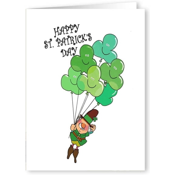 Stonehouse Collection St Patrick's Day Assorted Cards - Four Leaf Clover Balloons - Cards & Envelopes - Boxed Set (Balloons)