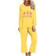 thumbnail image 2 of Puntoco Mujer Otoño Moda Cáncer De Mama Impreso Cuello Redondo Manga Larga + Pantalones Traje Amarillo Xxl, 2 of 4