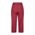 thumbnail image 5 of FUNUONY High Waisted Yoga Pants for Women with Pockets Capri Leggings for Women Workout Leggings for Women Yoga Capris Pants High Waisted Crop Work Pants Summer Casual Slacks Yoga Dress Pant Red L, 5 of 7