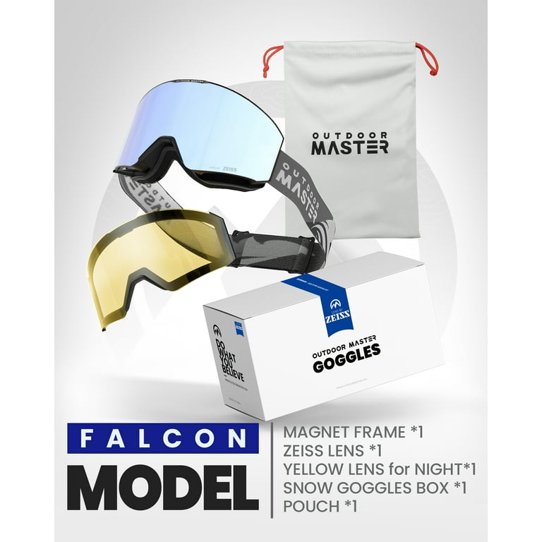 OutdoorMaster Falcon Ski Goggles Lens by ZEISS, OTG Snowboard