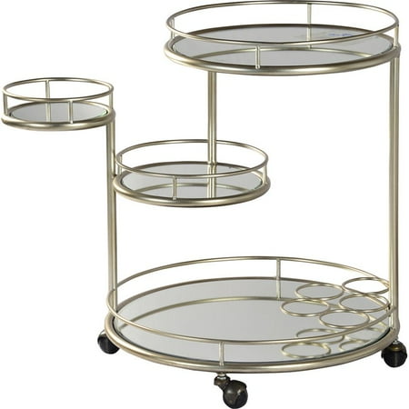 Renwil Modern Glamour Benton Mirrored Bar Cart In Antique Silver Renwil Modern Glamour Benton Mirrored