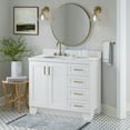 thumbnail image 2 of Ariel Taylor 42 In. Left Offset Oval Sink Bathroom Vanity With Carrara White Quartz Countertop 1.5 Edge In White, 2 of 11