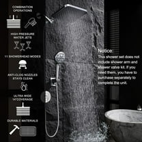 14" Rainfall Shower Head with Handheld - 11 Modes Hand Held with Power Jets, Adjustable Rain Showerhead, Double Shower Heads High Pressure, 70" Hose & Detachable Holder Upgrade for Tandem Bathroom