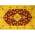 thumbnail image 1 of Ahgly Company Machine Washable Indoor Rectangle Medallion Yellow Traditional Area Rugs, 4' x 6', 1 of 4