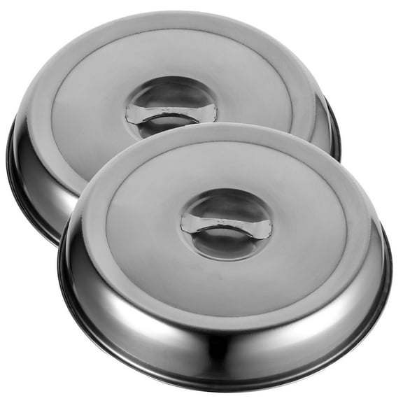 HOMEMAXS 2 Pcs Stainless Dish Cover Keep Reusable Plate Covers Food Microwave Silver