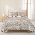 thumbnail image 3 of Quilts Twin XL Size Bedding Set, Spring Tan Cobweb Lightweight Quilted Comforter, Abstract Minimalist Farmhouse Lines Soft Reversible Bedspread Coverlet with Pillow Covers for All Season, 68" x 98", 3 of 9