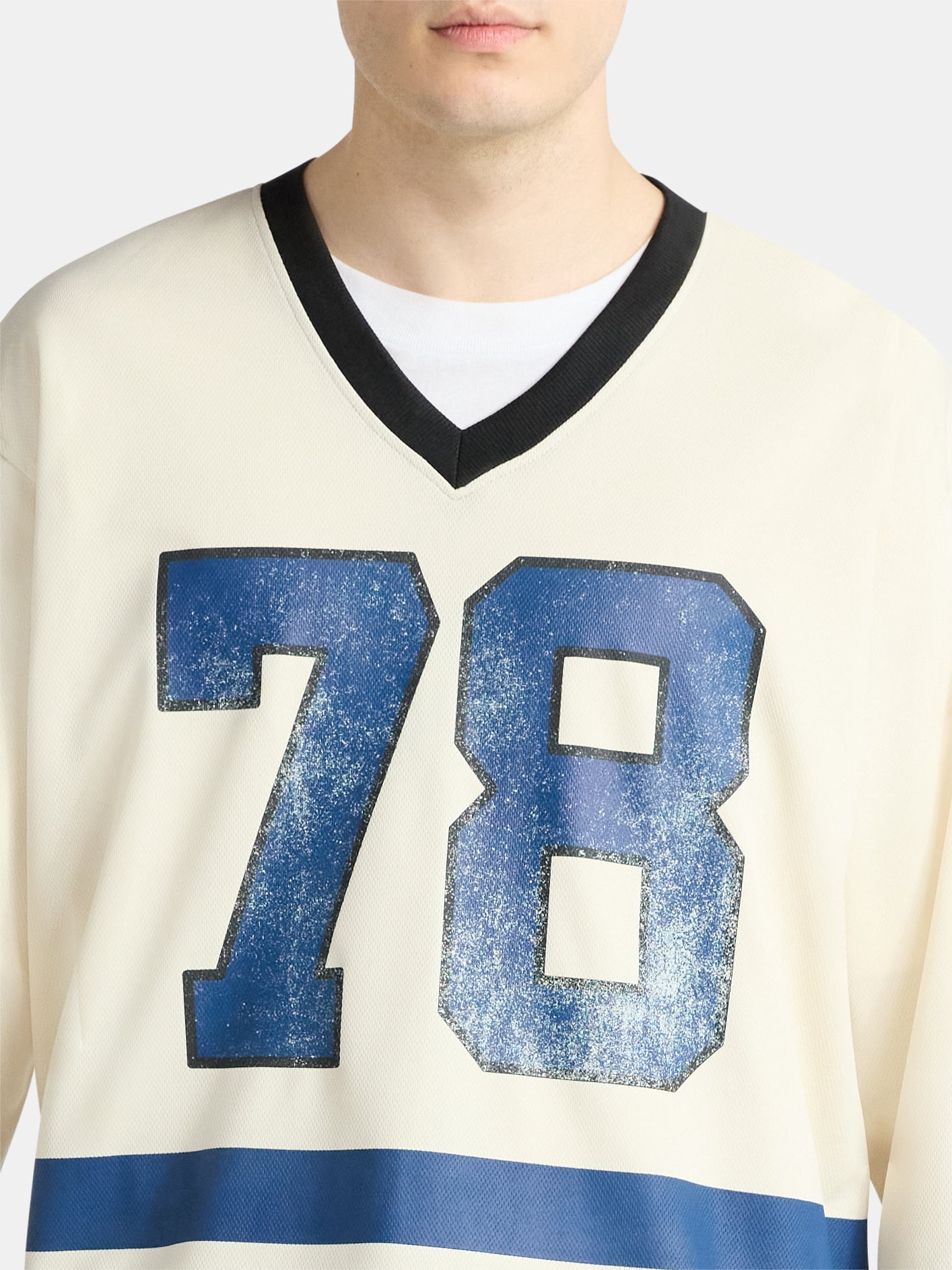 No Boundaries Hockey Jersey Style Shirt with Long Sleeves, Men's and Big Men's