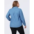 thumbnail image 4 of GRACE & GRANDEUR Chemise Décontractée en Denim pour Femme Grande Taille à Manches Longues à Col Pointu 3X Bleu Denim, 4 of 5
