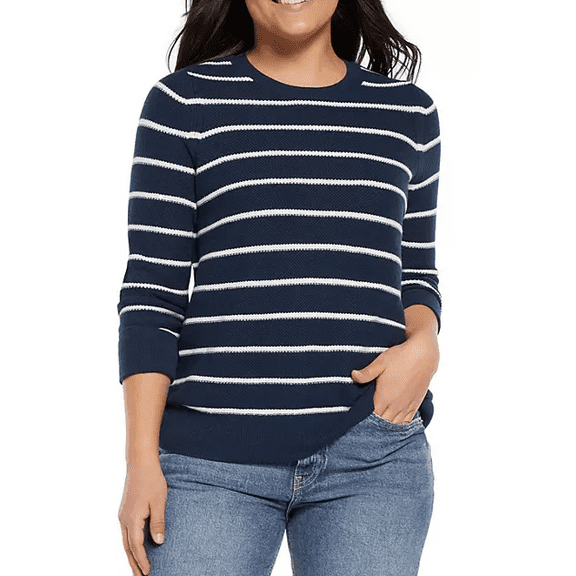 Gap Women's Seedstitch Sweater (Midnight Stripe, Medium)