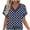 #070-Navy, variant on Craaazy Women's Casual Prints Loose Breathable V Neck Short Sleeve Cozy Tops Gifts