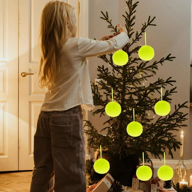 Adorno navideño verde de poliéster de 8 cm, bola decorativa, decoración navideña clásica verde, con lazo para colgar para decorar árboles o chimeneas.,Vsgery