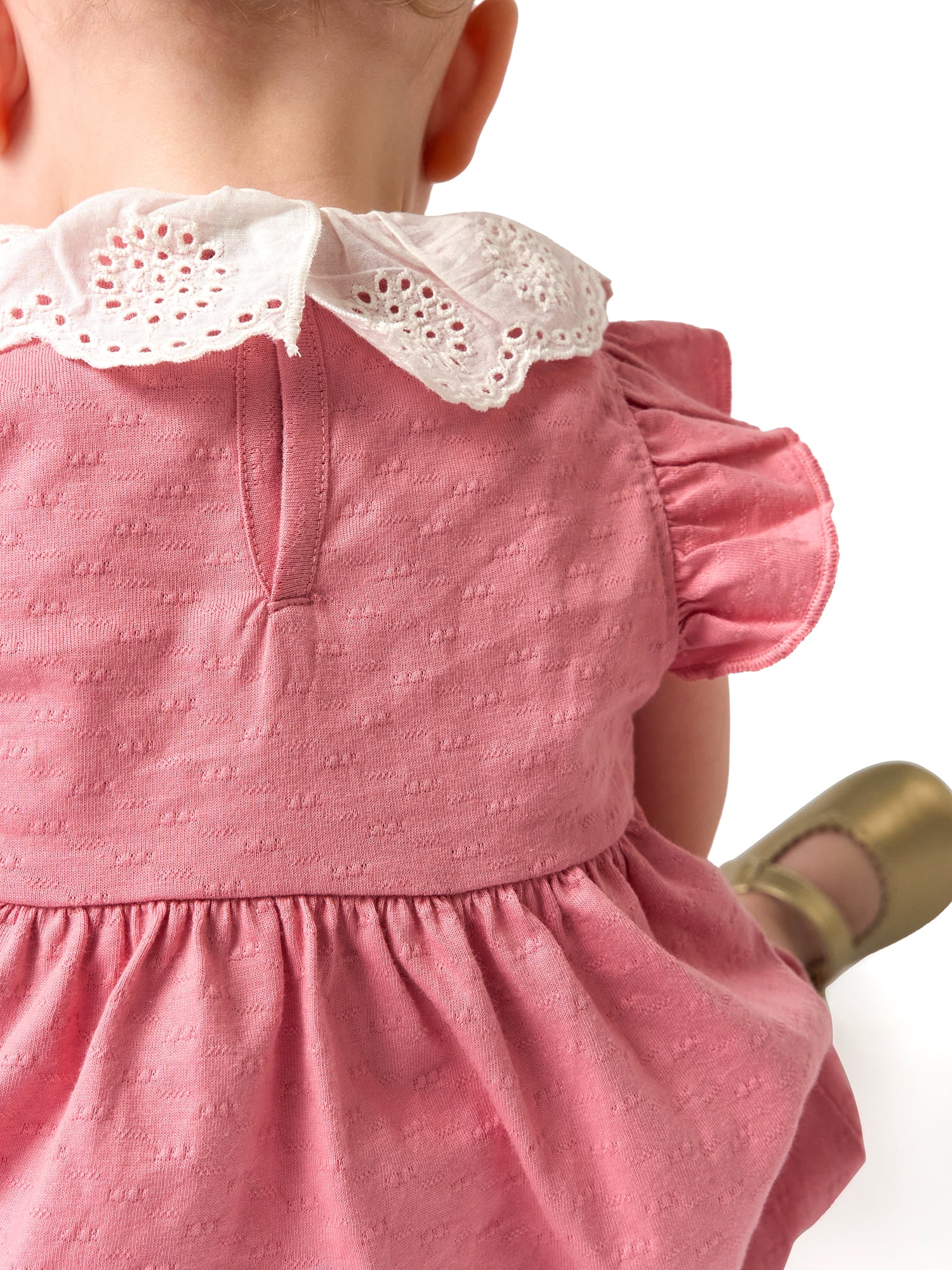 Modern Moments by Gerber Baby Girl Smocked Bubble Romper with Eyelet Collar, Sizes 0/3 Months - 24 Months