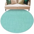 thumbnail image 2 of Turquoise Round Rugs 8ft, Farmhouse Burlap Solid Teal Color Modern Linen Texture Non Slip Washable Rug Runner, Low Pile Indoor Floor Carpet Mat Bathroom Rugs for Living Room, Bedroom, Kids Room, 2 of 9