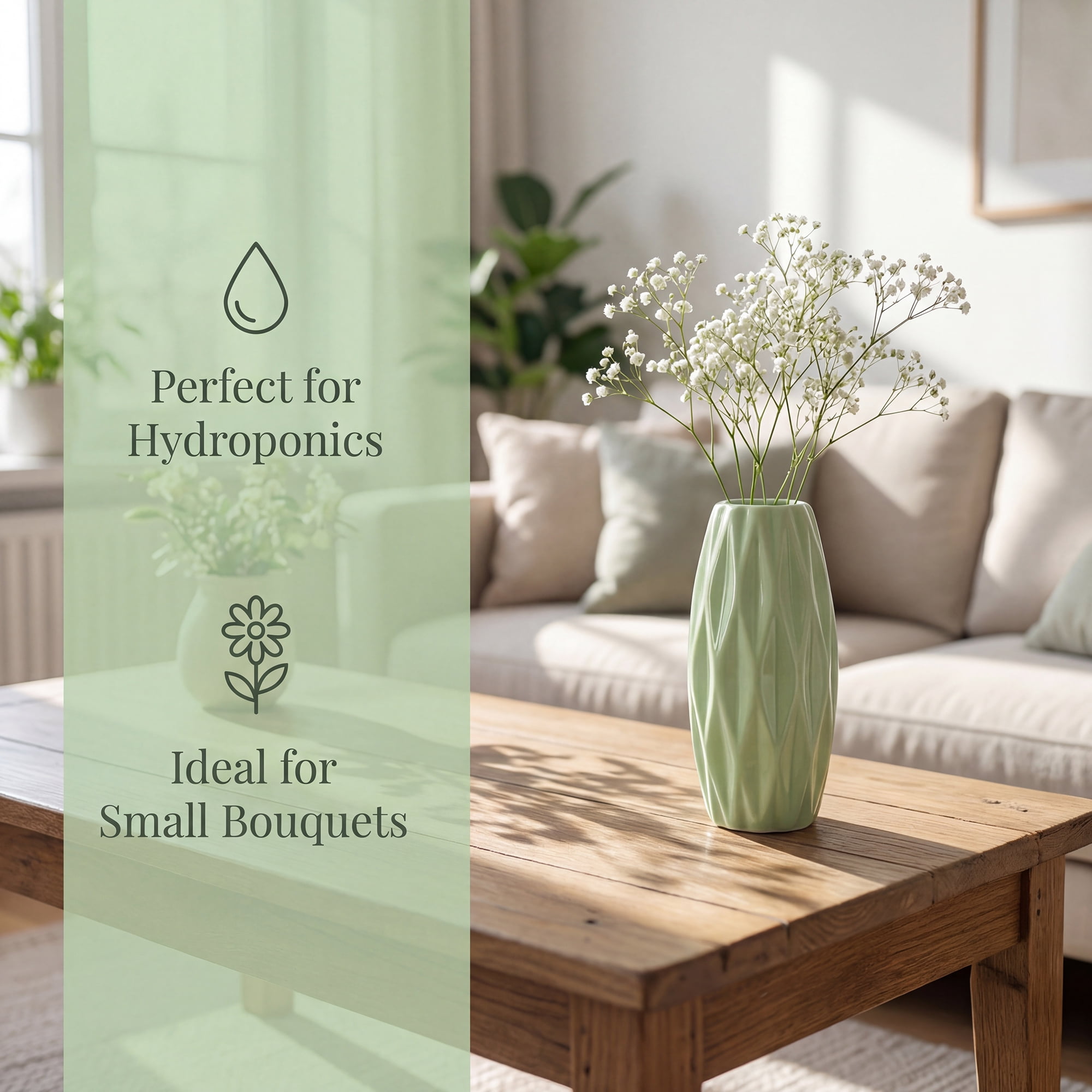 Unique Bargains Small Ceramic Modern Vase Matte Decorative Flower Vase for Desktop Green