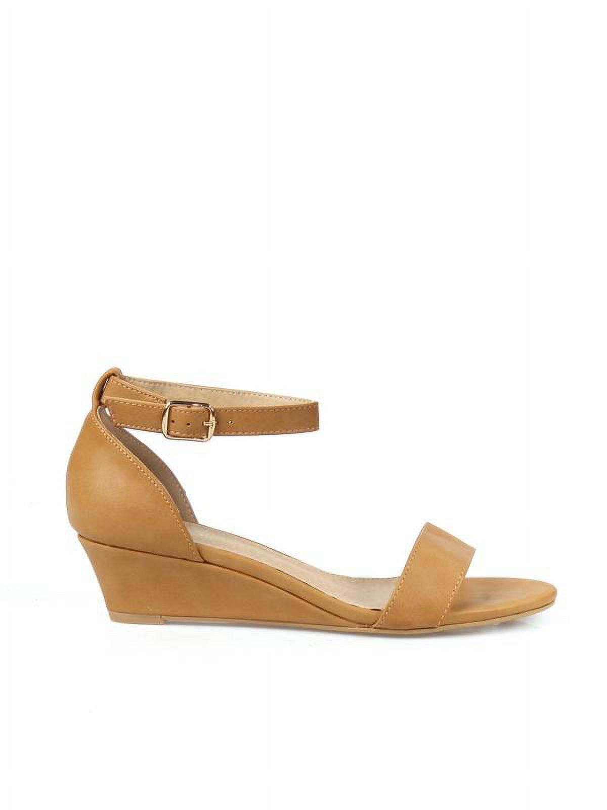 Mark and Maddux Two piece Women's Low Wedge Heel in Camel