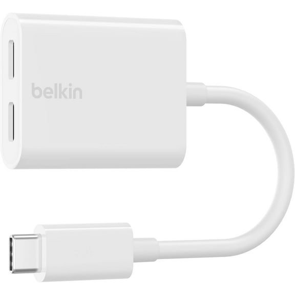 Belkin Rockstar USB-C Audio   Charge Adapter, Headphone Adapter w/USB-C 60W Power Delivery Fast Charging for iPhone, iPad Pro, Galaxy, Note, Google Pixel, LG G6, Sony Xperia, OnePlus, & More - White