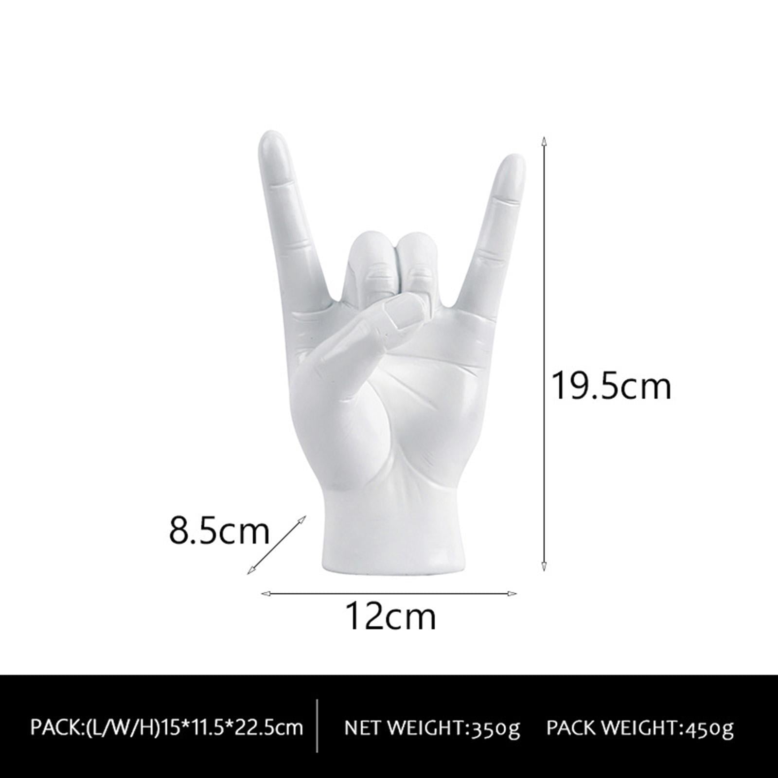 Rock Gesture Statue Desktop Aquarium Tank Transparent Small Fish Bowl Resin Material for Home Office Decor