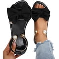 thumbnail image 5 of Crunowin Women's Casual Sandals, Round Toe Open Toe Solid Color Bow Indoor Outdoor Big Size Comfortable Shoes Black 7, 5 of 10