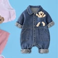 thumbnail image 1 of Mameluco de los bebés,Mameluco vaquero de manga larga para bebés y niñas primavera,Traje de mono para bebé Ropa de bebé Mameluco hecho a mano,Mono Infantil de Moda con para altura 66cm, 1 of 8