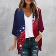 thumbnail image 4 of HOMBOM Dusters Kimono for Women Open Front Lightweight Cardigan 3/4 Sleeve 4th of July Breathable Young Womens Cover Ups Boho, 4 of 6