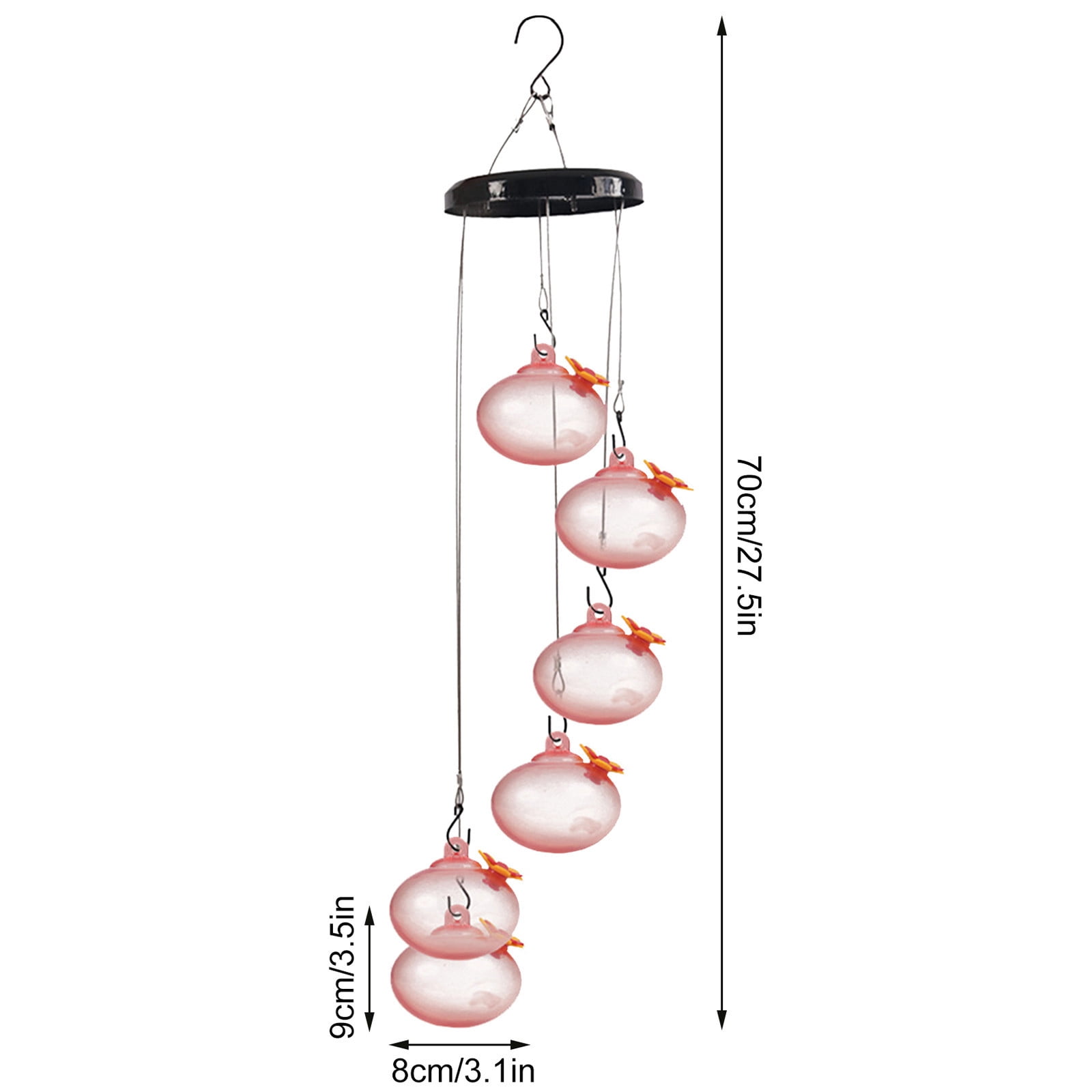 Yardvibe ABC 70CM Wind Chimes Style Hummingbird Feeder, Plastic Outdoor Hanging Bird Feeder with Multiple Feeding Spots for Garden Yard Patio Decor (Style A)
