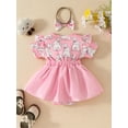 thumbnail image 3 of HWJAD My 1st Easter Outfit Newborn Baby Girl Infant Girls Bunny Short Sleeve Romper Jumpsuit Dress Headband Summer Outfits, 3 of 9
