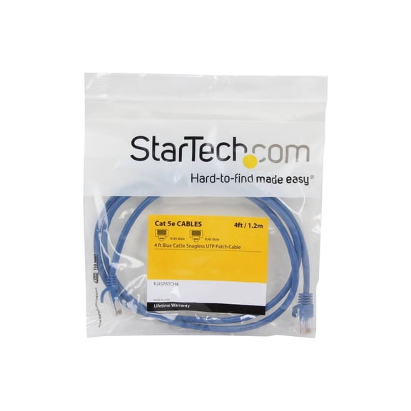 StarTech 4 ft Blue Cat5e Snagless UTP Patch Cable