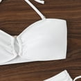 thumbnail image 5 of Bathing Suit for Women Halter Ring Linked Tie Side Bikini Sets Two Piece Swimsuit (White,M), 5 of 6