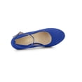 thumbnail image 4 of BLISSFUL STEP Chaussures pour Femmes Bout Rond Talon Aiguille Bride à la Cheville Escarpins Bleu Foncé 9.5, 4 of 7