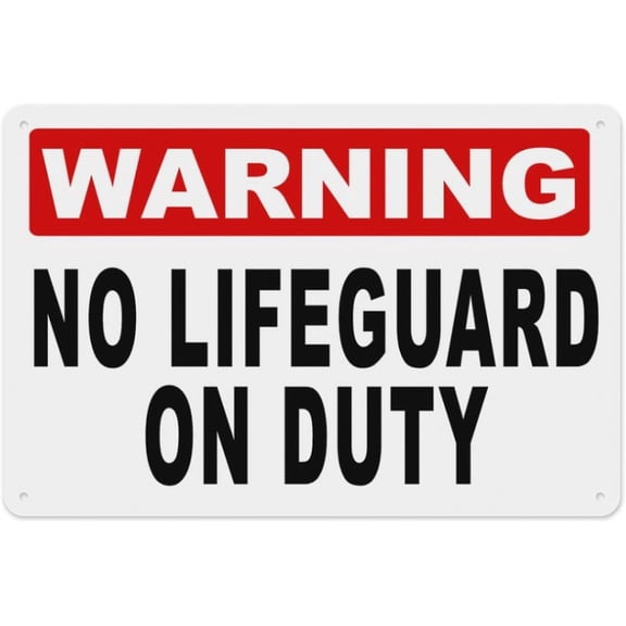 Warning No Lifeguard On Duty Sign 8"x12" - Aluminum Tin Warning for Home Outdoor Garden, Durable Safety Decor for Pool
