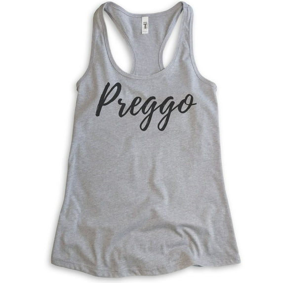Preggo Tank Top, Ladies Racerback Tank Top, Pregnancy Tank, New Mom Tank, Baby Announcement Tank, Heather Gray, Small