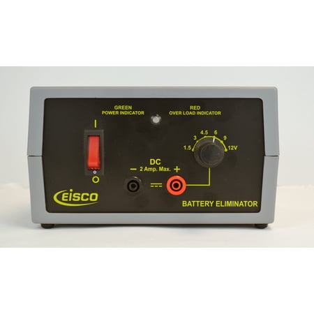 Eisco Labs Battery Eliminator Power Supply, Selectible DC Voltage [1.5, 3, 4.5, 6, 9, 12] at 2 Amps