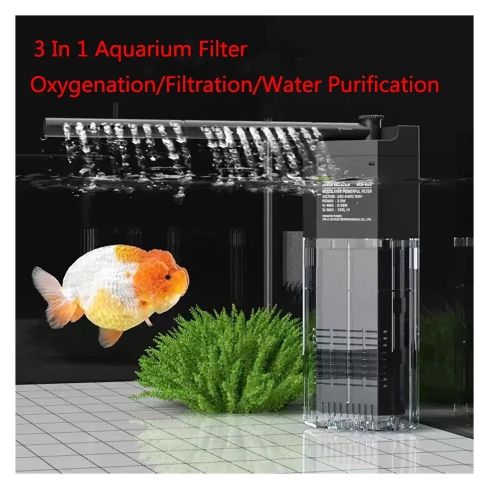 Internal Aquarium Filter Pump Fish Tank Submersible Silent Air Oxygen Aerator Internal Water Pump