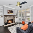 thumbnail image 2 of 52'' Ceiling Fan with LED Lights， Remote & Wall Control, 3 Wood Blades, golden, 2 of 13