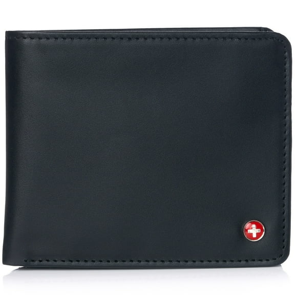 Alpine Swiss RFID Mens Wallet Deluxe Capacity Passcase Bifold Two Bill Sections