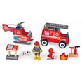 thumbnail image 4 of Hape City Red Fire Station Dollhouse Wood Playset, 13 Pieces, Light & Sound, Product Height 18.82 in, Gift Idea for Toddlers & Kids Ages 3+, 4 of 6
