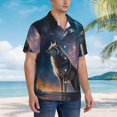 thumbnail image 5 of Balery Night Sky Wolf Print Men's Hawaiian Shirts Short Sleeve Beach Shirt Relaxed Fit Vacation Button Down Shirts-Small, 5 of 9