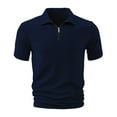 thumbnail image 5 of Mens Knit Polo Shirts Quarter Zip Short Sleeve Textured Casual Golf Shirt Summer Stretchy Slim Fit Collared T Shirts, 5 of 9
