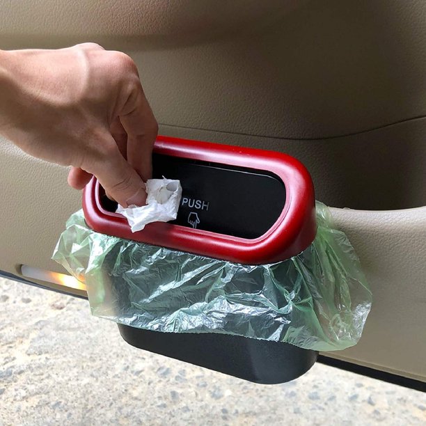 Kqegk Car Trash Can With Lid Car Dustbin Leakproof Vehicle Trash Bin