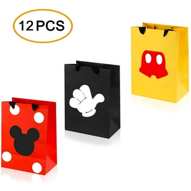 12 PCS Mickey Party Favor Bags, Mickey Treat Candy Goodie Gift Bags for Baby Birthday Party Supplies Baby Shower Mickey Theme Party Decoration