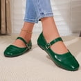 thumbnail image 5 of ZunFeo Womens Square Toe Mary Jane Flats - PU Faux Leather Ballet Shoes with Adjustable Ankle Strap, Retro Comfort Non-Slip Work Flats, Green,Size 8.5, 5 of 9