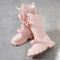 thumbnail image 5 of BXJX Girls Mid-Calf Boots, Side Zipper Lace-up Soft Sole Non-Slip Winter Riding Boots Pink Size 11 Little Kids, 5 of 8
