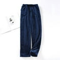 thumbnail image 5 of Hearthz Fleece Pj Pants Blue Fuzzy Fleece Cozy Elastic Waist Wide Leg Lounge Pants with Pockets Fall Winter Warm Womens Pj Bottoms, 5 of 8