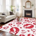 thumbnail image 2 of 5'x7' Area Rugs for Living Room Bedroom, Kiss Marks Washable Rug Carpet Runner Indoor Outdoor, Valentine's Day Lips Print Love Red Vintage Non Slip Floor Mats Area Rug for Kitchen, Nursery, 2 of 8