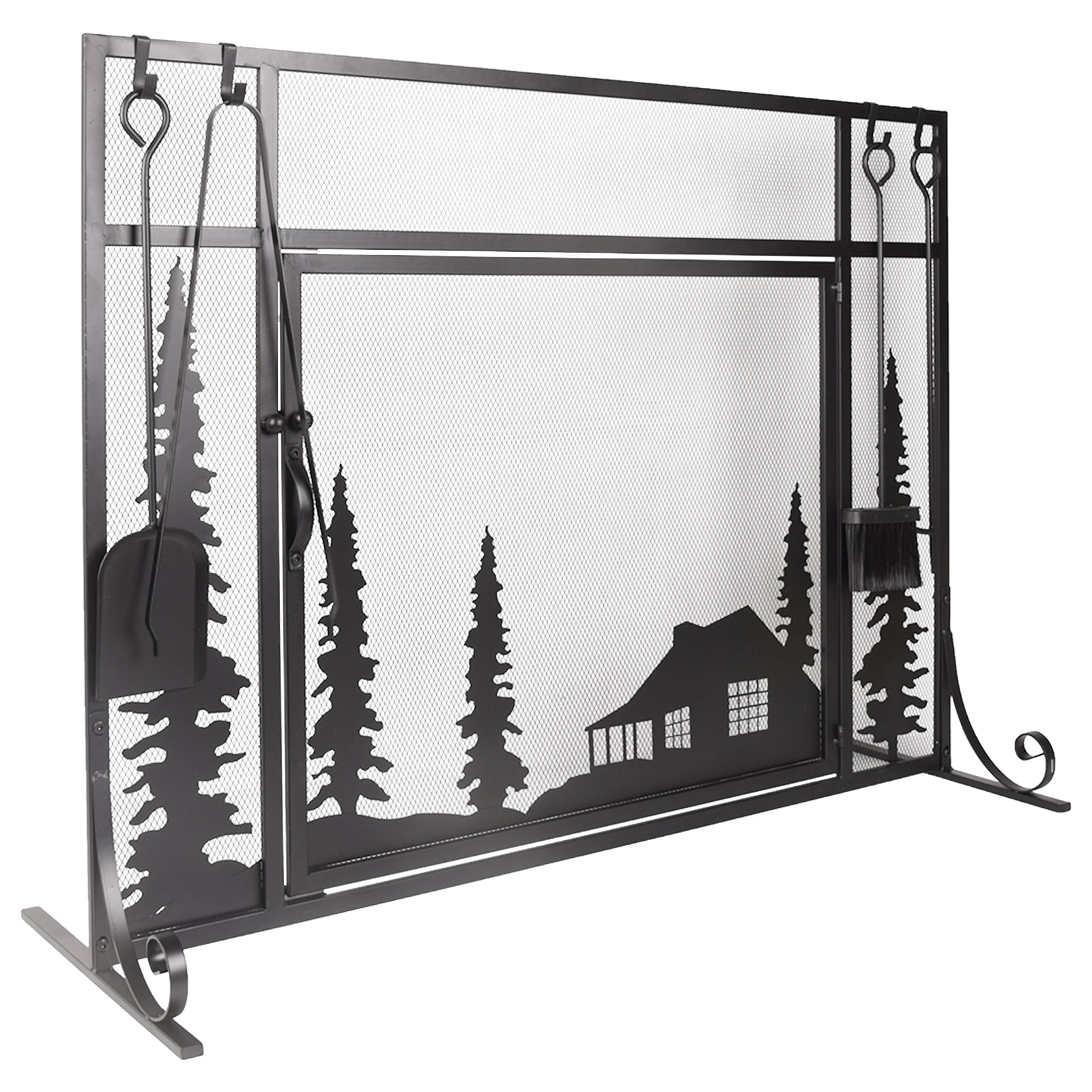 Dawot 44 x 33 Inch Fireplace Screen, Metal Fireplace Screen with Single